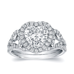 White Gold 1 7/8ct TDW Certified Heart-Shaped Diamond Engagement Ring - Handcrafted By Name My Rings™