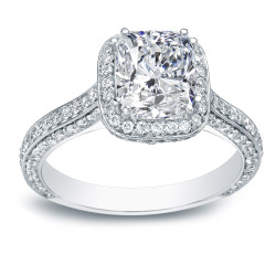 White Gold 2 1/4ct TDW Certified Cushion Cut Diamond Engagement Ring - Handcrafted By Name My Rings™