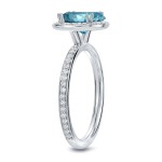White Gold 2 2/5ct TDW Blue Diamond Halo Engagement Ring - Handcrafted By Name My Rings™