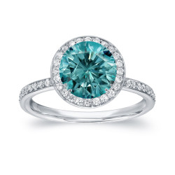 White Gold 2 2/5ct TDW Blue Diamond Halo Engagement Ring - Handcrafted By Name My Rings™