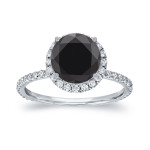 White Gold 2 3/5ct TDW Black Diamond Halo Engagement Ring - Handcrafted By Name My Rings™