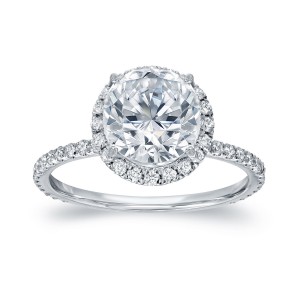 White Gold 2 3/5ct TDW Certified Round Cut Diamond Halo Engagement Ring - Handcrafted By Name My Rings™