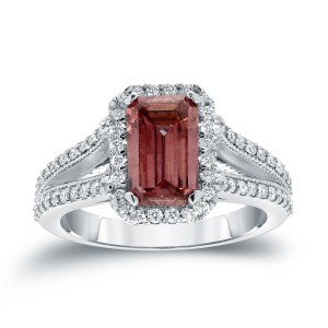 White Gold 2 3/8ct TDW Pink Diamond Emerald Cut Ring - Handcrafted By Name My Rings™