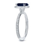 White Gold 2ct Blue Sapphire and 2/5ct TDW Diamond Halo Ring - Handcrafted By Name My Rings™