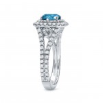 White Gold 2ct TDW Blue Diamond Double Halo Engagement Ring - Handcrafted By Name My Rings™