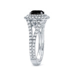 White Gold 2ct TDW Cushion-Cut Black Diamond Engagement Ring - Handcrafted By Name My Rings™