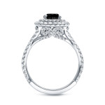 White Gold 2ct TDW Cushion-Cut Black Diamond Engagement Ring - Handcrafted By Name My Rings™