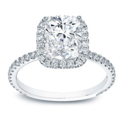 White Gold 3ct TDW Certified Cushion Diamond Engagement Ring - Handcrafted By Name My Rings™