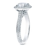 White Gold 3ct TDW Certified Cushion Halo Engagement Ring - Handcrafted By Name My Rings™