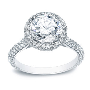 White Gold 3ct TDW Certified Round Diamond Engagement Ring - Handcrafted By Name My Rings™