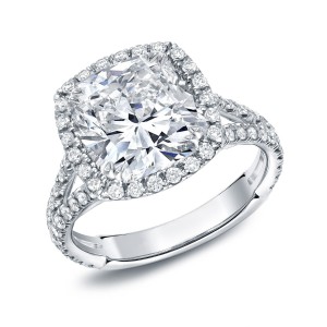 White Gold 4 1/3ct TDW Cushion-cut Diamond Halo Engagement Ring - Handcrafted By Name My Rings™