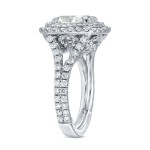White Gold 4 1/5ct TDW Certified Cushion-cut Double Halo Diamond Engagement Ring - Handcrafted By Name My Rings™
