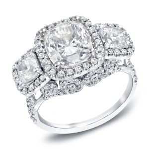 White Gold 5ct TDW Certified Cushion Cut Diamond Ring - Handcrafted By Name My Rings™
