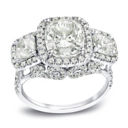 White Gold 5ct TDW Certified Cushion Cut Diamond Ring - Handcrafted By Name My Rings™