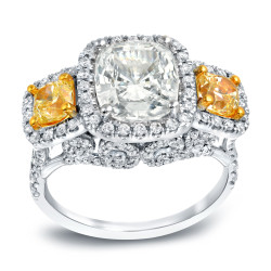 White Gold 5ct TDW Certified Cushion Cut Diamond Ring - Handcrafted By Name My Rings™