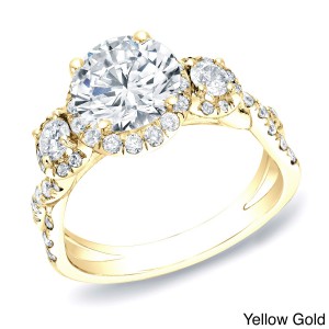 Certified Gold 2ct TDW Round Halo Diamond Engagement Ring - Handcrafted By Name My Rings™