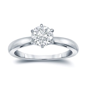 GIA Certified Platinum 6-Prong 1 ct. TDW Round-Cut Diamond Solitaire Engagement - Handcrafted By Name My Rings™