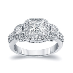 Platinum 1 1/2ct TDW 3-Stone Diamond Engagement Ring - Handcrafted By Name My Rings™