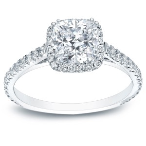 Platinum 1 1/2ct TDW Certified Cushion-Cut Diamond Halo Engagement Ring - Handcrafted By Name My Rings™