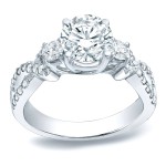 Platinum 1 1/2ct TDW Certified Diamond Three-Stone Engagement Ring - Handcrafted By Name My Rings™