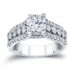 Platinum 1 1/2ct TDW Round Cut Diamond Engagement Ring - Handcrafted By Name My Rings™