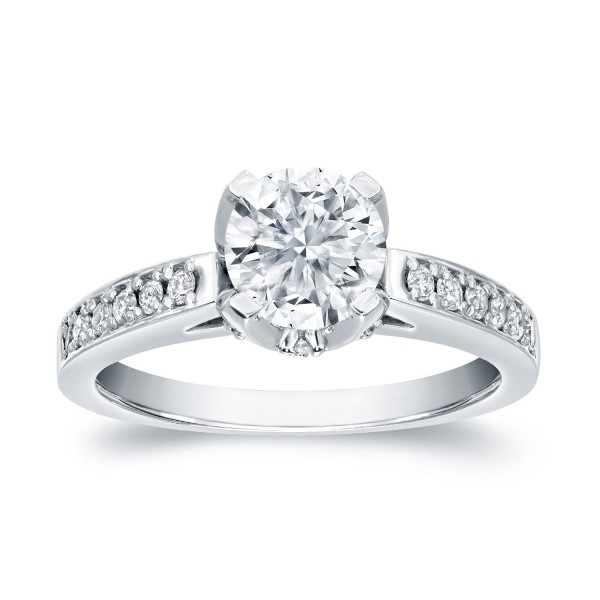Platinum 1 1/3ct TDW Certified Round Cut Diamond Engagement Ring - Handcrafted By Name My Rings™