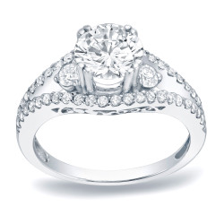 Platinum 1 1/4ct TDW Certified Round Cut Diamond Engagement Ring - Handcrafted By Name My Rings™