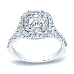 Platinum 1 1/4ct TDW Cushion Double Halo Diamond Engagement Ring - Handcrafted By Name My Rings™