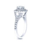 Platinum 1 1/4ct TDW Cushion Double Halo Diamond Engagement Ring - Handcrafted By Name My Rings™