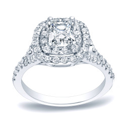Platinum 1 1/4ct TDW Cushion Double Halo Diamond Engagement Ring - Handcrafted By Name My Rings™