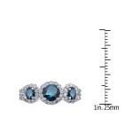 Platinum 1 1/5ct TDW Round Blue and White Halo Diamond Engagement Ring - Handcrafted By Name My Rings™