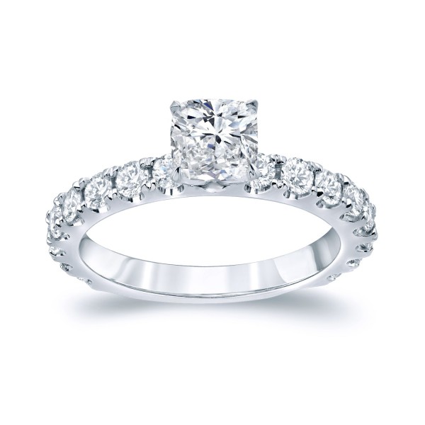 Platinum 1 3/4ct TDW Certified Cushion Cut Diamond Engagement Ring - Handcrafted By Name My Rings™