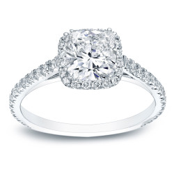 Platinum 1 3/4ct TDW Certified Cushion Cut Diamond Halo Engagement Ring - Handcrafted By Name My Rings™