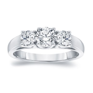 Platinum 1 3/4ct TDW Round Diamond 3-Stone Engagement Ring - Handcrafted By Name My Rings™