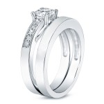 Platinum 1/2ct TDW Certified Round Diamond Bridal Ring Set - Handcrafted By Name My Rings™