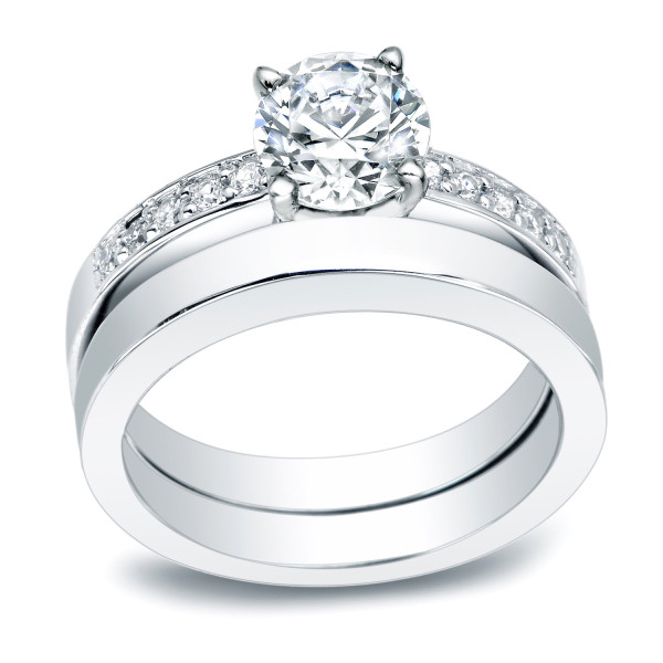 Platinum 1/2ct TDW Certified Round Diamond Bridal Ring Set - Handcrafted By Name My Rings™