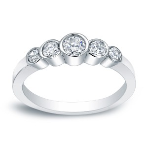 Platinum 1/2ct TDW Five-Stone Bezel Diamond Engagement Ring - Handcrafted By Name My Rings™