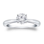 Platinum 1/2ct TDW Round-cut Diamond Solitaire Engagement Ring - Handcrafted By Name My Rings™