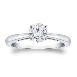 Platinum 1/2ct TDW Round-cut Diamond Solitaire Engagement Ring - Handcrafted By Name My Rings™