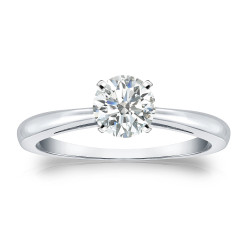 Platinum 1/2ct TDW Round-cut Diamond Solitaire Engagement Ring - Handcrafted By Name My Rings™