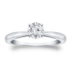 Platinum 1/3ct TDW Round Diamond Solitaire Engagement Ring - Handcrafted By Name My Rings™
