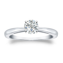 Platinum 1/3ct TDW Round-cut Diamond Solitaire Engagement Ring - Handcrafted By Name My Rings™