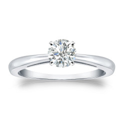 Platinum 1/3ct TDW Round-cut Diamond Solitaire Engagement Ring - Handcrafted By Name My Rings™