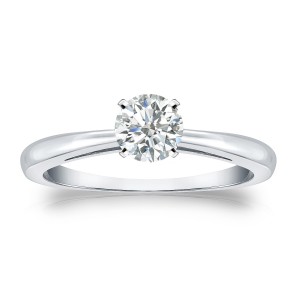 Platinum 1/3ct TDW Round-cut Diamond Solitaire Engagement Ring - Handcrafted By Name My Rings™