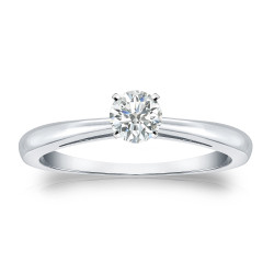 Platinum 1/4ct TDW Round-cut Diamond Solitaire Engagement Ring - Handcrafted By Name My Rings™