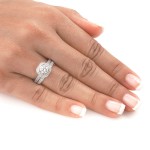 Platinum 1ct TDW Certified Round Diamond Vintage Inspired Bridal Ring Set - Handcrafted By Name My Rings™