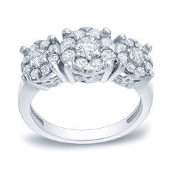 Platinum 1ct TDW Diamond Cluster Engagement Ring - Handcrafted By Name My Rings™