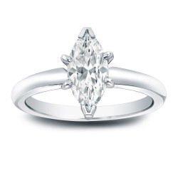 Platinum 1ct TDW Marquise Diamond Solitaire Engagement Ring - Handcrafted By Name My Rings™
