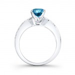Platinum 1ct TDW Round-Cut Blue Diamond Bridal Ring Set - Handcrafted By Name My Rings™