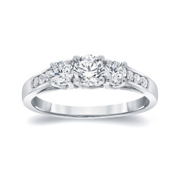 Platinum 1ct TDW Round Cut Diamond Engagement Ring - Handcrafted By Name My Rings™